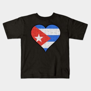 Cuban Jigsaw Puzzle Heart Design - Gift for Cuban With Cuba Roots Kids T-Shirt